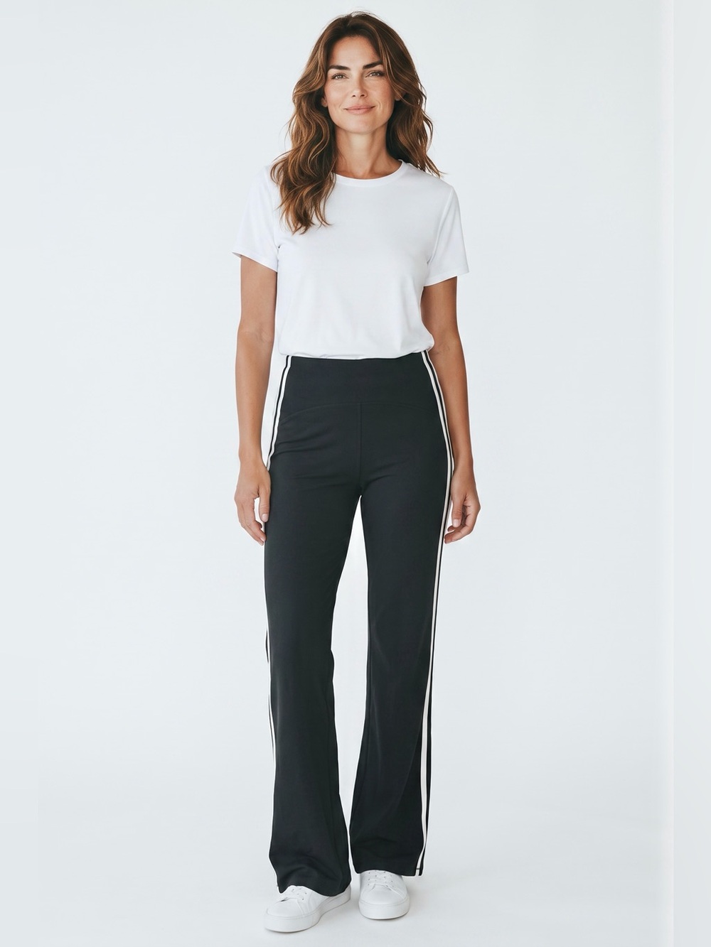 HALARA Black Pants with White Side Stripes
